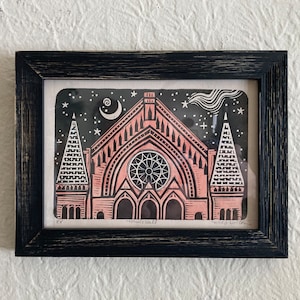 Music Hall Cincinnati Block Print Printmaking Relief Print Linocut Linoblock