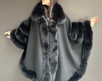 Vintage 90s/y2k Blue Suede Coat With Faux Fur Trim - Vintage