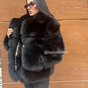 Black Fox fur -Limited Quality Fur- Ultra Soft Look- Women Natural Fox Fur Jacket- Fox Jacket- Premium Quality Fur - Women Christmas Gift 57