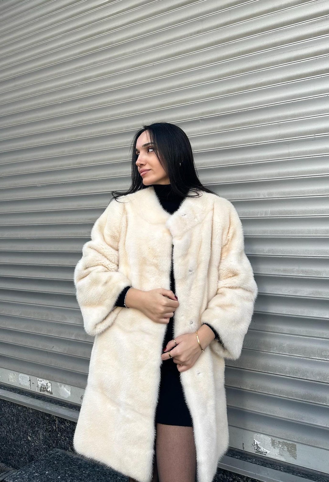 Premium Genuine Mink Coat -white Mink Fur Coat,elegant Mink Full