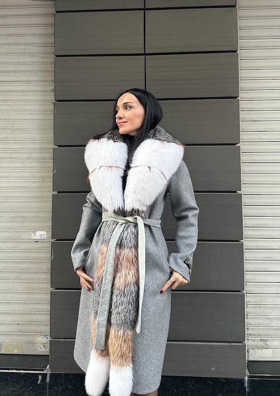 Alpaka-Frost Fuchs Pelz-Mantel mit argentinischen Fuchs Pelz