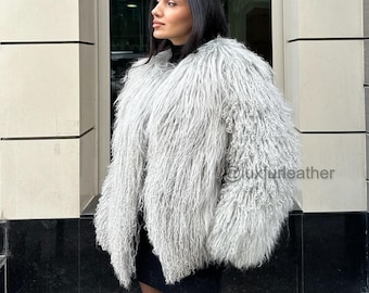 Mongolian Jacket- Real Tibetan Lamb Fur Coat, Women Coat Mongolian Curly Jacket, Shaggy Coat- Tibetan Fur Coat 25