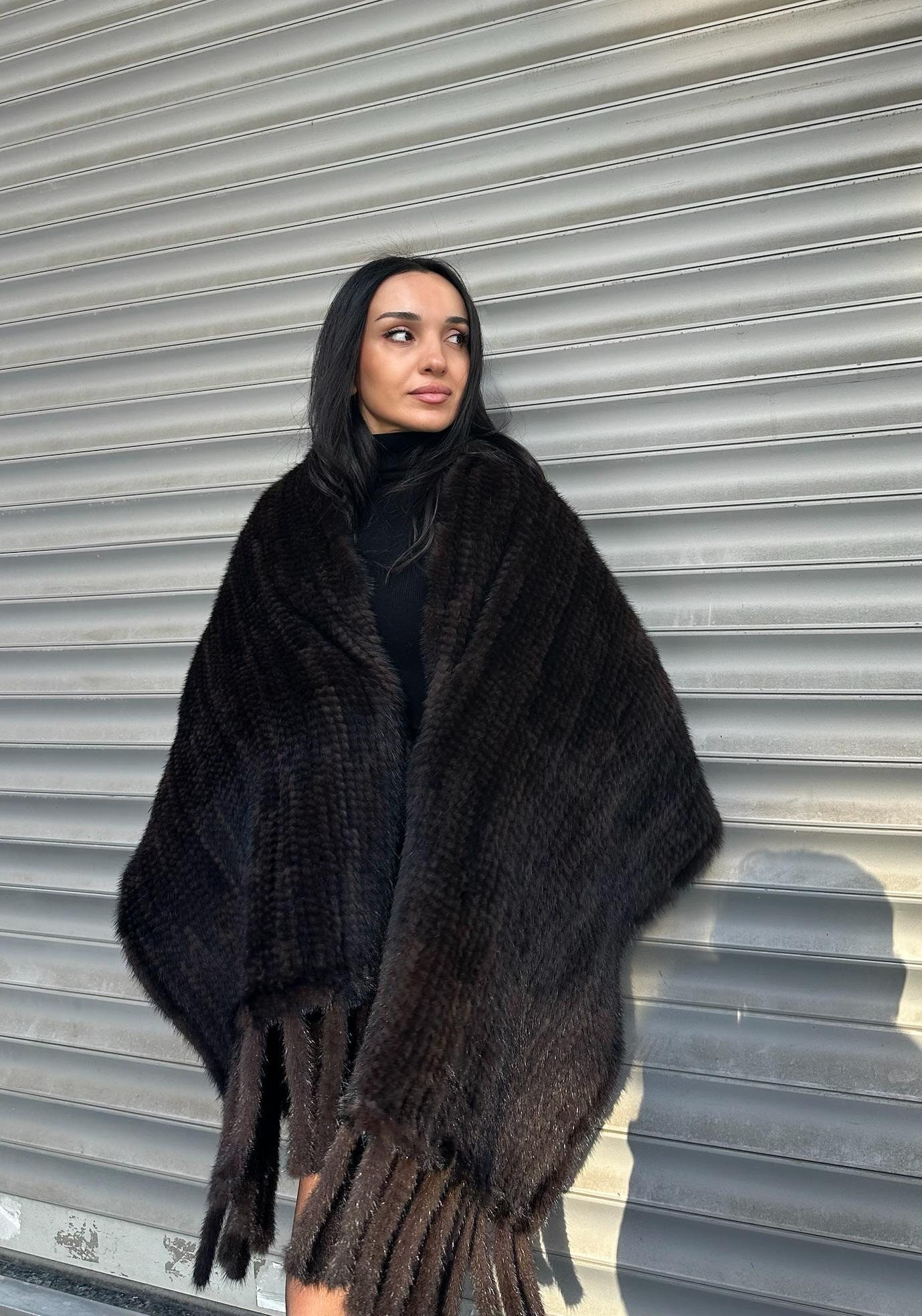 Fabulous Furs Knitted Mink Poncho Knitted Mink- Golden Poncho Cape
