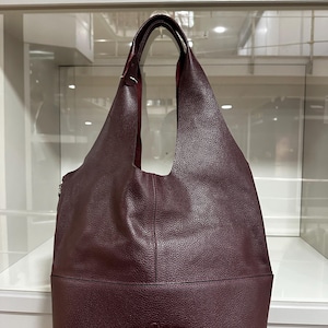 Burgund Damen Umhängetasche Jumbo Ledertasche, Slouchy Hobo Bag, Weiche Echtleder Tragetasche für Frauen - Kleine Extra Tasche innen