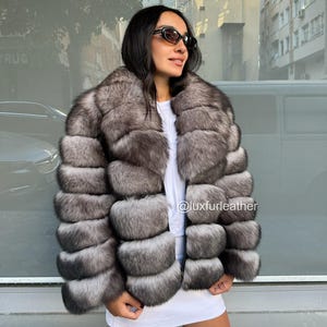 Light Sobul Color Fox -Limited Quality Fur- Ultra Soft Look- Women Natural Fox Fur Jacket- Fox Jacket- Premium Quality Fur - Women gift 25