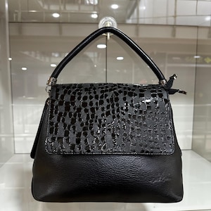 Schwarze Damen Umhängetasche Jumbo Ledertasche, Slouchy Hobo Bag, Echte Lammleder Ledertasche für Frauen - Kleine Extra Space - Slouchy Hobo