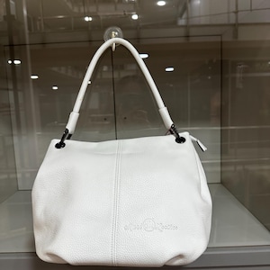 Weiße Damen Umhängetasche Jumbo Ledertasche, Slouchy Hobo Bag, Echte Lammleder Ledertasche für Frauen - Kleine Extra Space - Slouchy Hobo