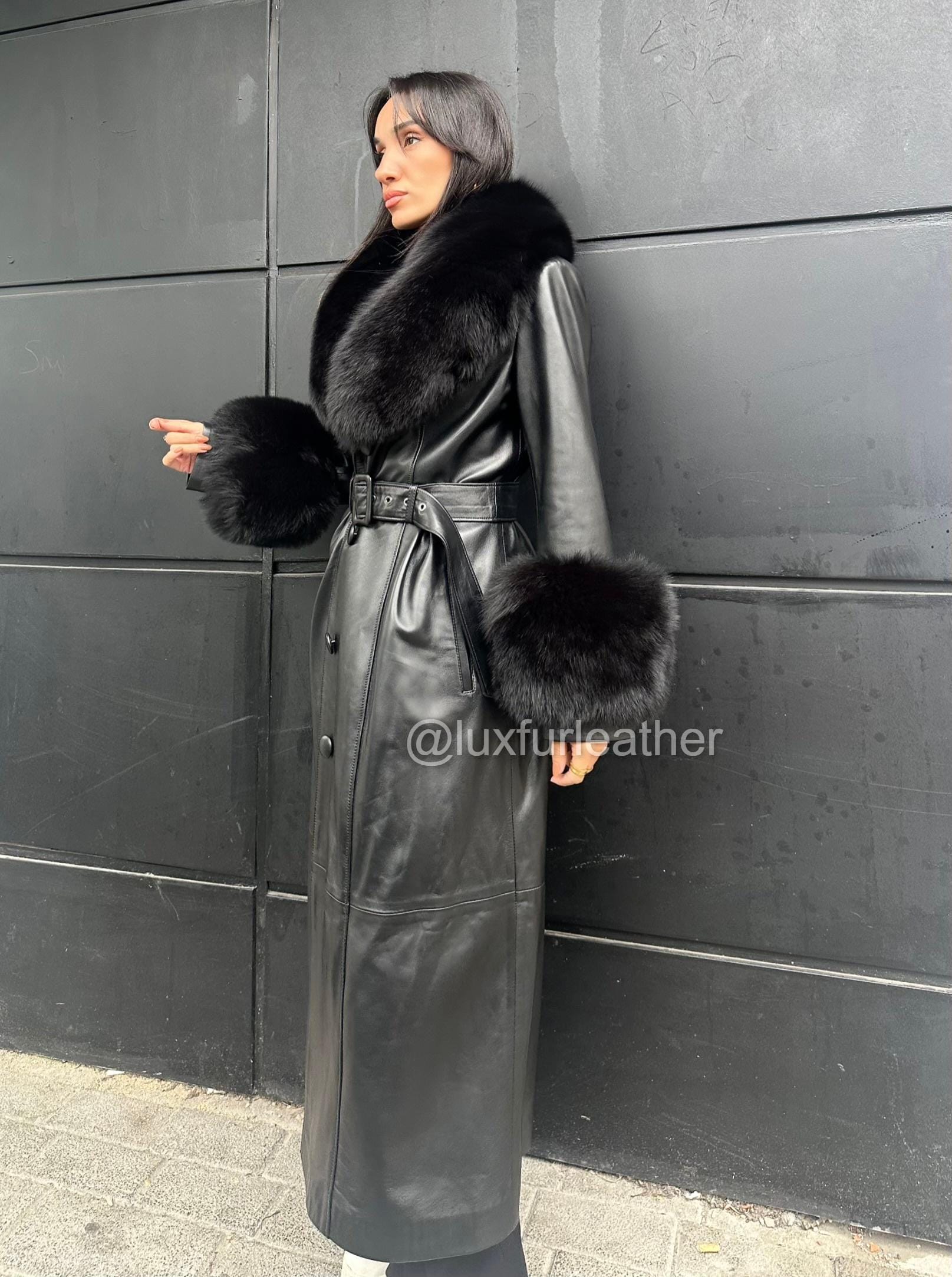 ジャケット・アウター real leather maxi long coat BLACK A1 FASHION GOODS Womens Soft Black Leather Full Length Coat