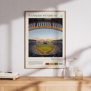 Yankee Stadium Wall Art, NYC Stadium Printable Poster, Baseball Home Decor, Gift for Sport Lovers, MLB Digital Print with Color Palette