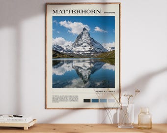 Matterhorn Wall Art, Matterhorn Printable Poster, Mountain Home Decor, Gift for Travel or Mountain Lovers, Digital Print with Color Palette