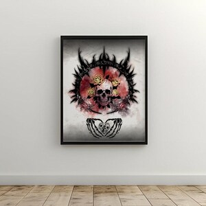 Gothic Skull Wall Art | Dark Aesthetic Printable | Wall Decor | Macabre Skull & Roses