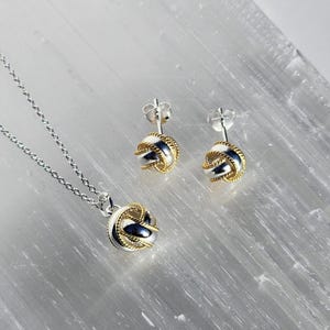 Italian Two-Tone 24KT Gold and Sterling Silver 8mm Love Knot Earrings image 10