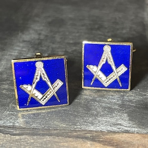 Vintage Masonic Gilt Gold & Enamel Cufflinks