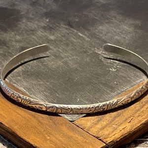 Art Deco Sterling Engraved Delicate Cuff Bracelet-