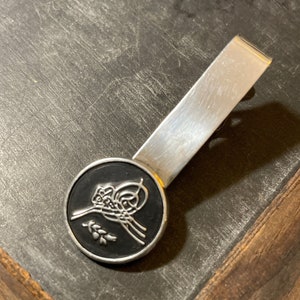 Vintage Turkish 900 silver & Enamel Tughra Tie Clip Mid Century