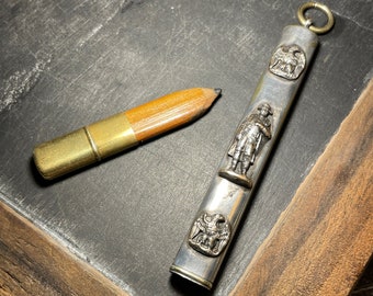 Rare Victorian Telescopic Pencil, FAIRCHILD, Gold Enamel Swiss