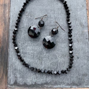 Victorian Mourning French Jet Choker and Drop Earrings Set image 1