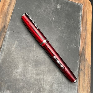 Esterbrook 9555 J series Vintage Lever Fill Fountain Pen in Dubonnet Red 1950s