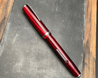 Esterbrook 9555 J series Vintage Lever Fill Fountain Pen in Dubonnet Red 1950s