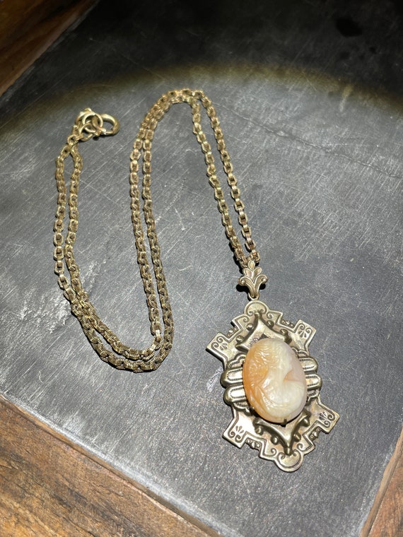 Edwardian Bronze Cameo Necklace - image 2