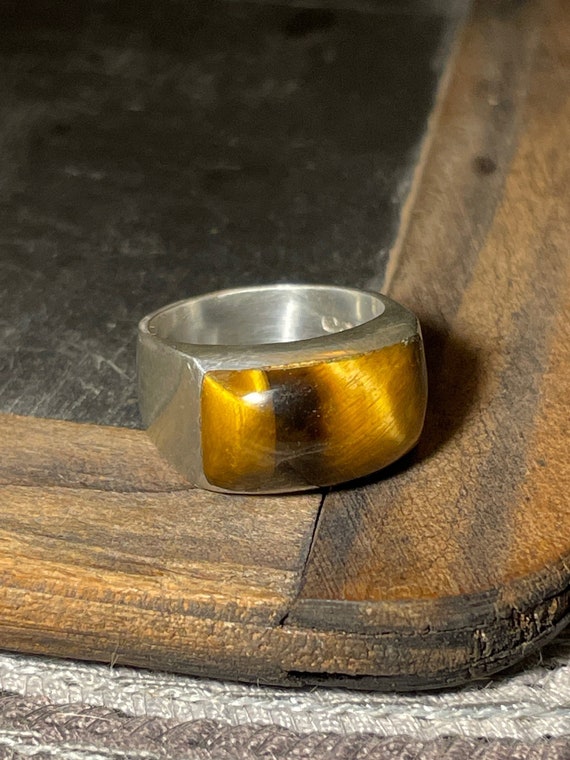 Vintage Golden Tigers Eye Sterling Ring Size 7- Lo