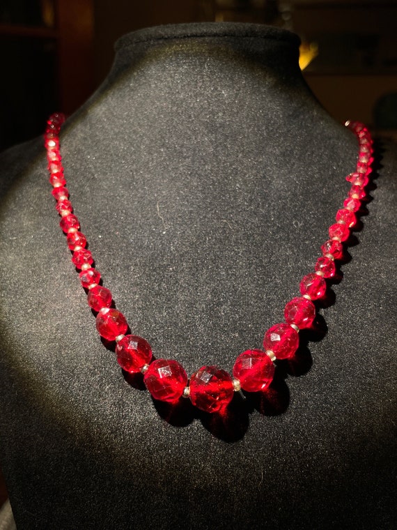 Art Deco Red Cut Crystal Choker