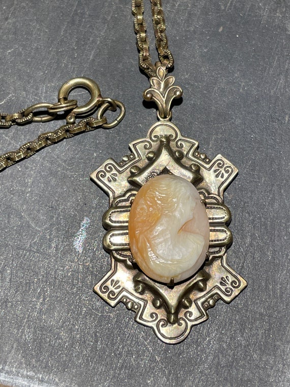 Edwardian Bronze Cameo Necklace - image 4