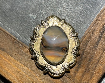 Victorian Agate 12kgf Dress Clip/ Pendant