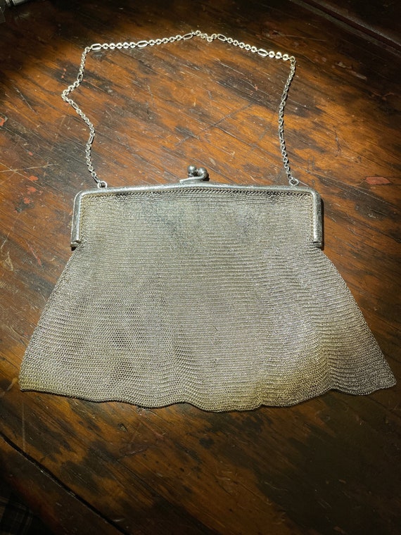 Silver Mesh Art Deco Era Flappet Purse- - image 1