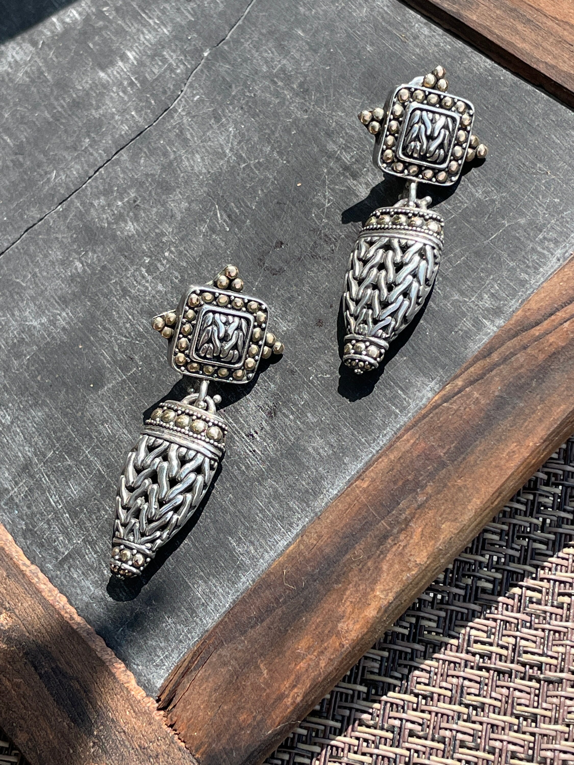 Boutons De Manchette John Hardy Argent 925 Or 18 Carats - Carrés, Occasion