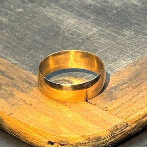 Edwardian Era 14k Rosey Gold 1/4” Wide Domed Wedding Band Size 7.5ish