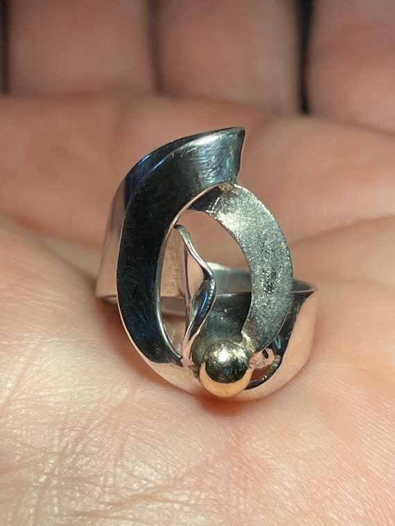 Artisan Modernist OOAK Sterling Ring by Gross siz… - image 5