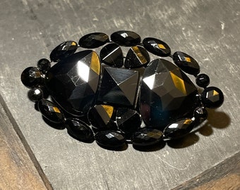 Victorian Whitby Jet Mourning Brooch-