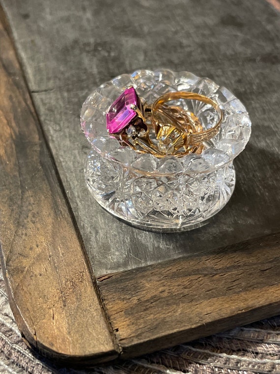Antique Cut Crystal Glass Ring Holder-