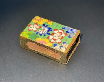 Antique Floral Cloisonné Match Case, 1900s Enamel