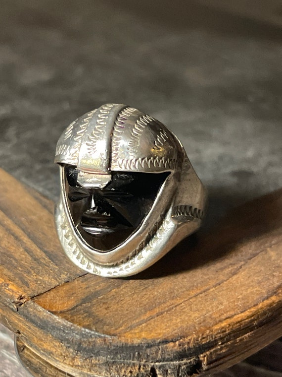 Vintage Sterling Aztec Warrior Onyx Ring Size 7 - Etsy