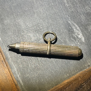 Victorian Brass Watch Key Pencil FOB Chatelaine Attachment