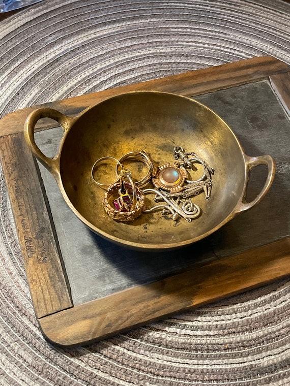 Antique Heavy Brass Dish for Jewelry Gem