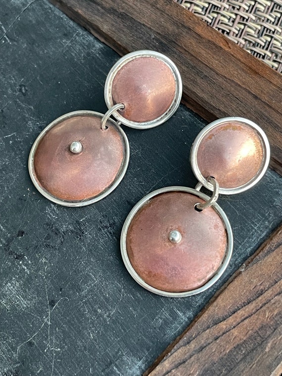 Vintage Copper Sterling Handmade Earrings