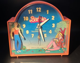 SUPER RARE 1983 Barbie & Ken Talking Quartz Alarm Clock