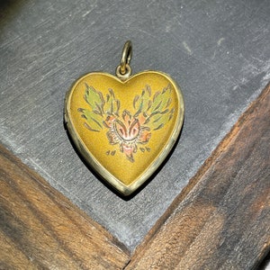 Art Nouveau Floral Enamel Gold Filled Locket