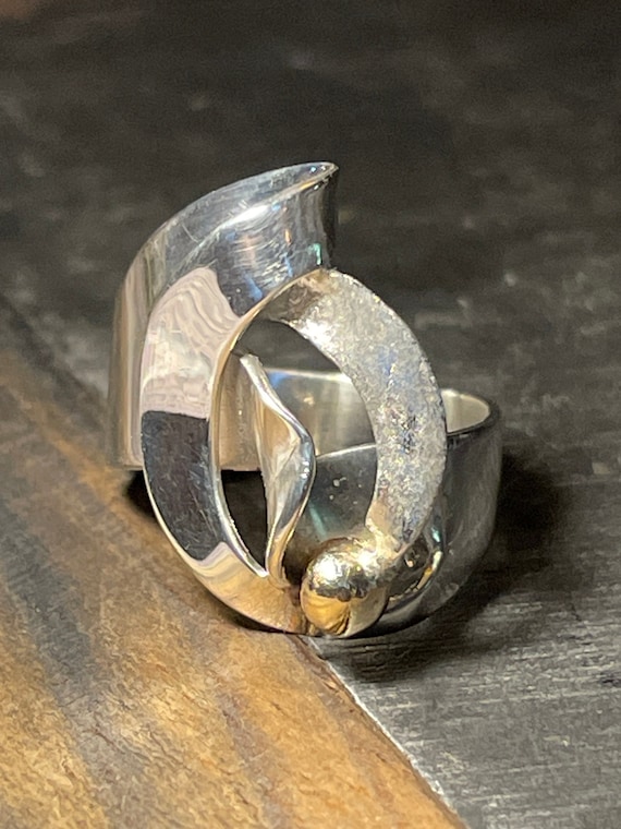 Artisan Modernist OOAK Sterling Ring by Gross siz… - image 1