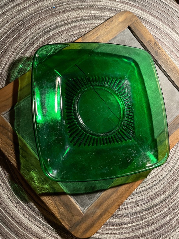 Mid Century Green Glass Jewelry Dish- - image 2