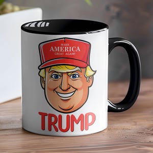 Le tazze Trump rendono di nuovo grande l&#39;America Tazza Maga, la testa del presidente Trump su una tazza bianca con manico nero o rosso. Tazza Donald Trump