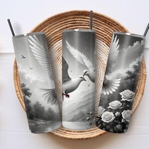 Doves on the Lake Tumbler Wrap, 20oz Skinny Tumbler Sublimation, Digital Download,  PNG - 300 DPI - Commercial Use