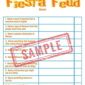 Instant Download Digital Game Fiesta Family Feud Card and Master