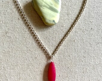 Ruby chalcedony drop necklace