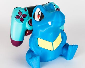 Totodile Inspired Controller Holder | 3D Printed Gamer Desk Decor
