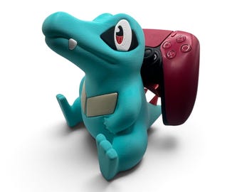 Totodile Inspired Controller Holder | 3D Printed Gamer Desk Decor