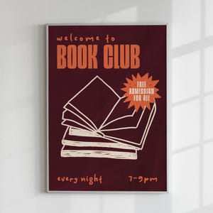 Buch Wandkunst, Willkommen im Buchclub, Bibliothek Dekor, Lese Geschenk, Geschenk für Buchliebhaber, Buch Kunstdruck, Buch Wand Dekor, Buchclub Poster